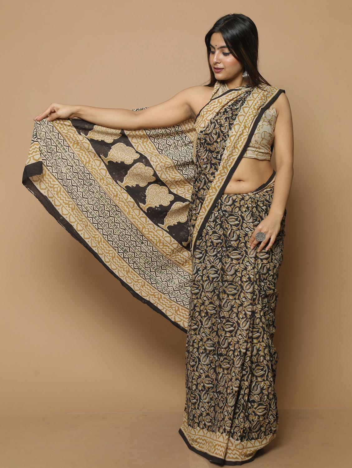 printed saree with blouse piece - 20078193 -  Standard Image - 1