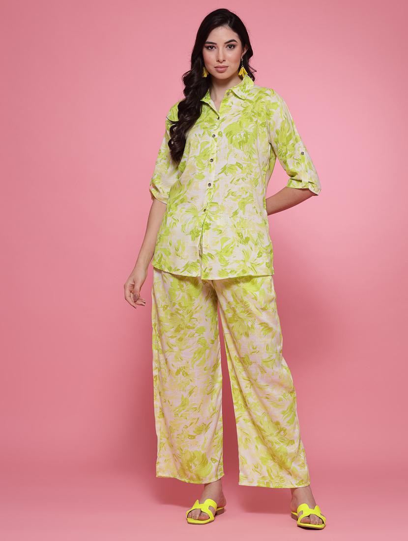 white printed top and trouser set co-ord - 20078310 -  Zoom Image - 0