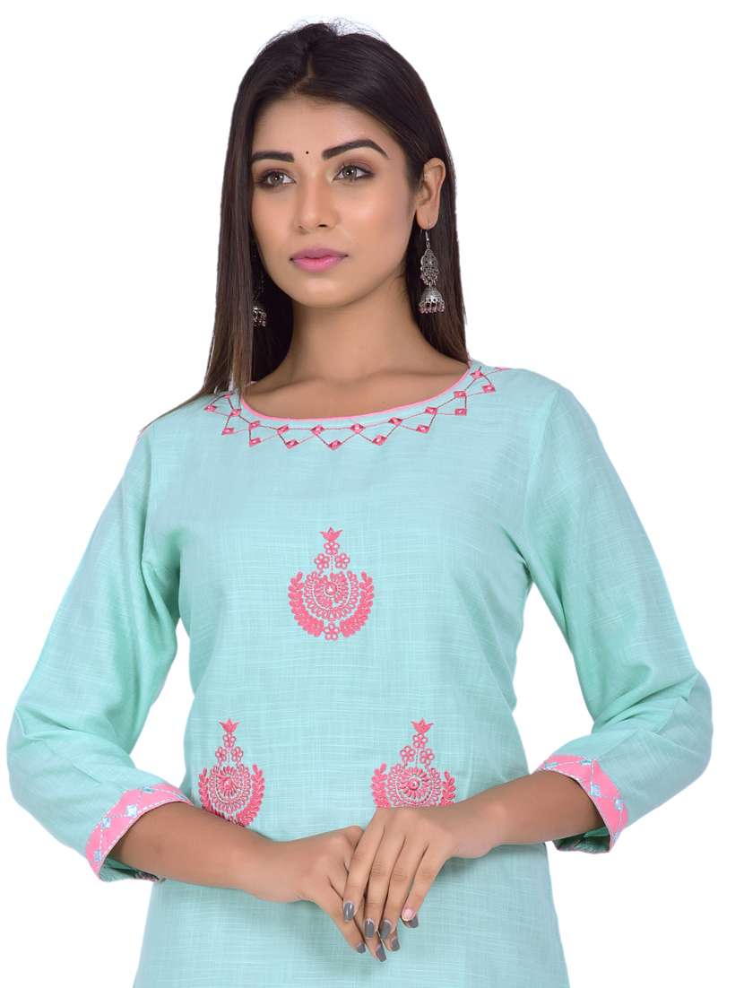 round neck kurta palazzo set - 20078339 -  Standard Image - 4