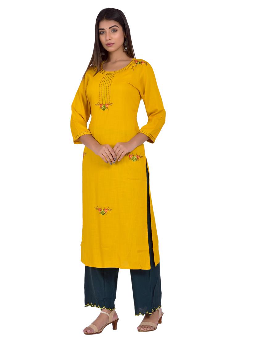 round neck kurta palazzo set - 20078342 - Standard Image - 1