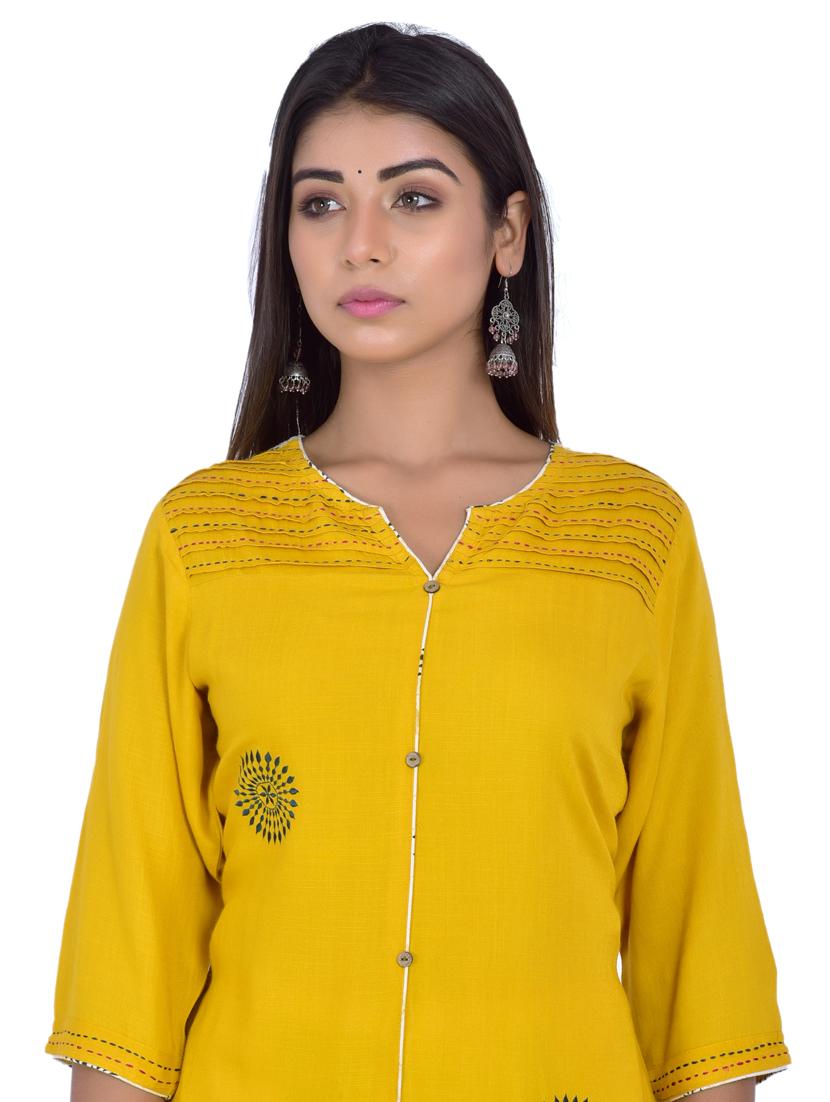 notch neck kurta palazzo set - 20078343 - Standard Image - 4