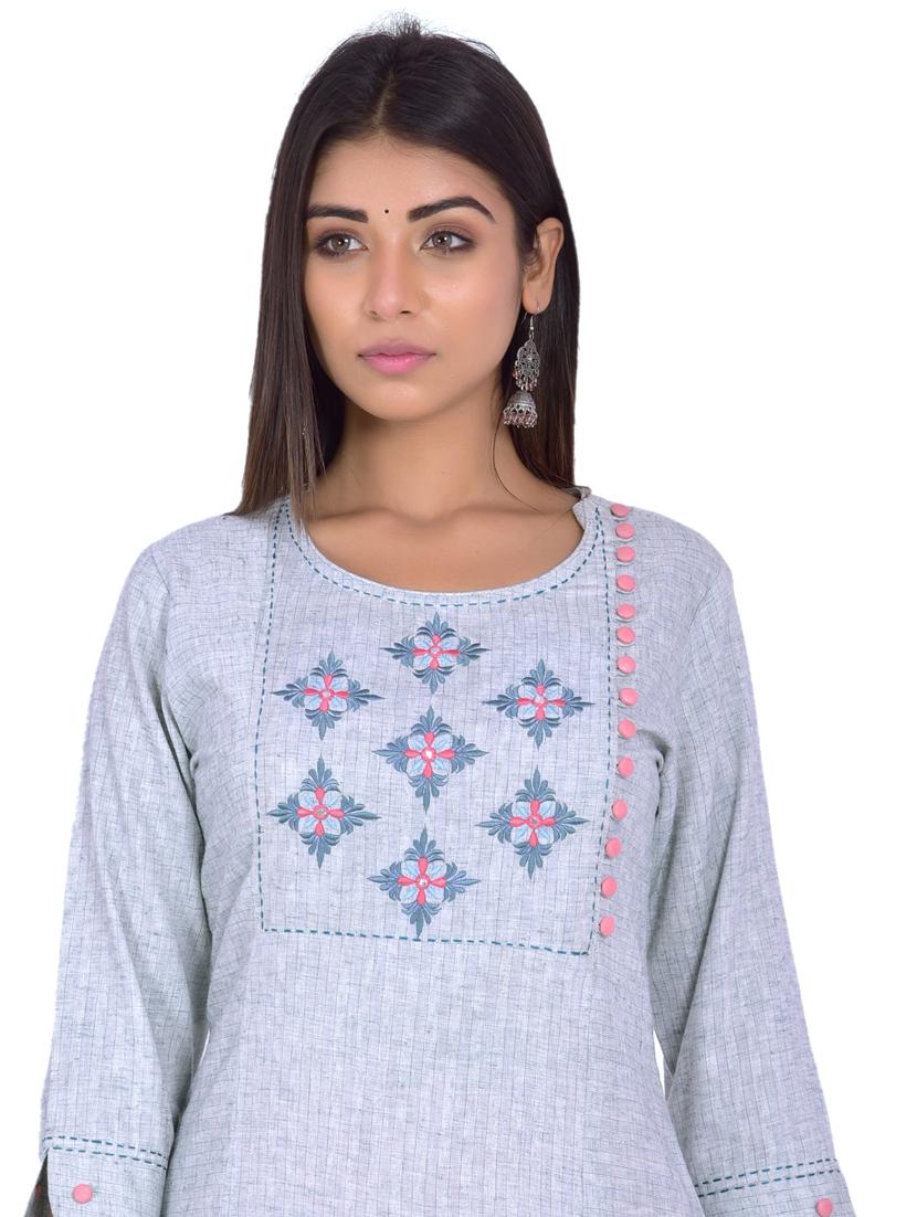 round neck kurta palazzo set - 20078348 - Standard Image - 4