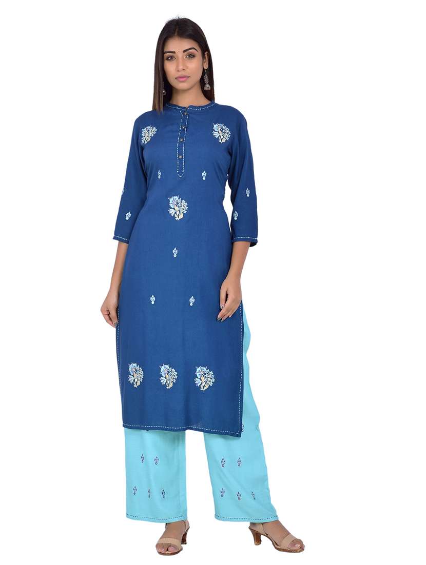 mandarin neck kurta palazzo set
