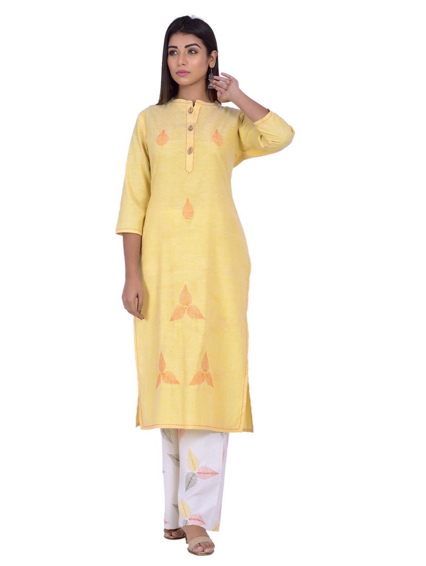 mandarin neck kurta palazzo set - 20078353 - Standard Image - 1