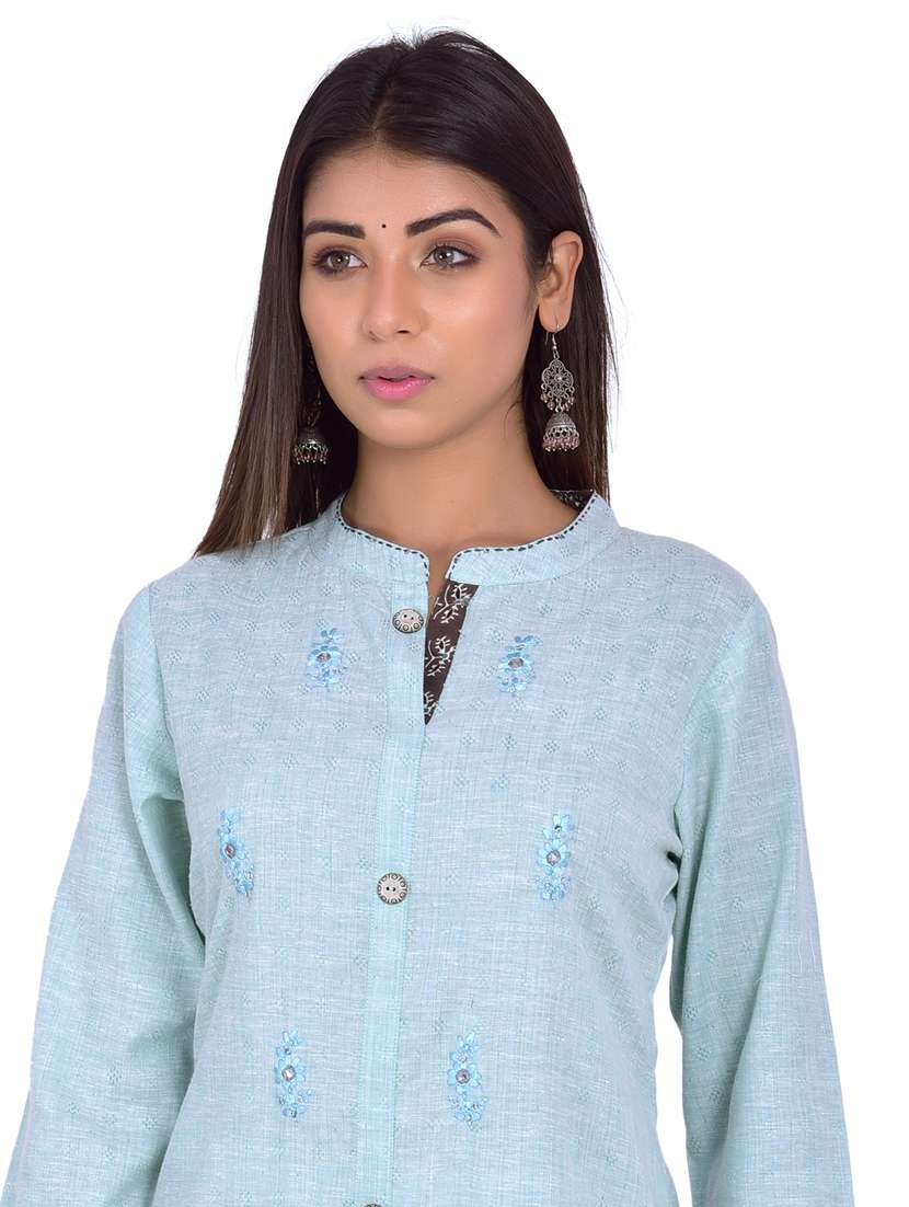mandarin neck kurta palazzo set - 20078354 -  Standard Image - 4