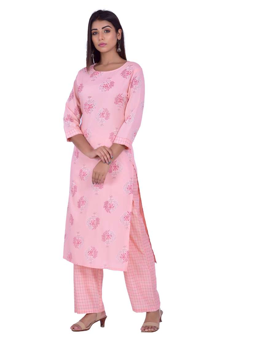 round neck kurta palazzo set - 20078355 -  Standard Image - 1