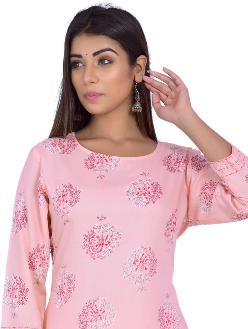 round neck kurta palazzo set - 20078355 -  Standard Image - 4