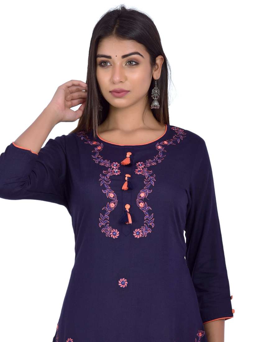 round neck kurta palazzo set - 20078357 -  Standard Image - 4
