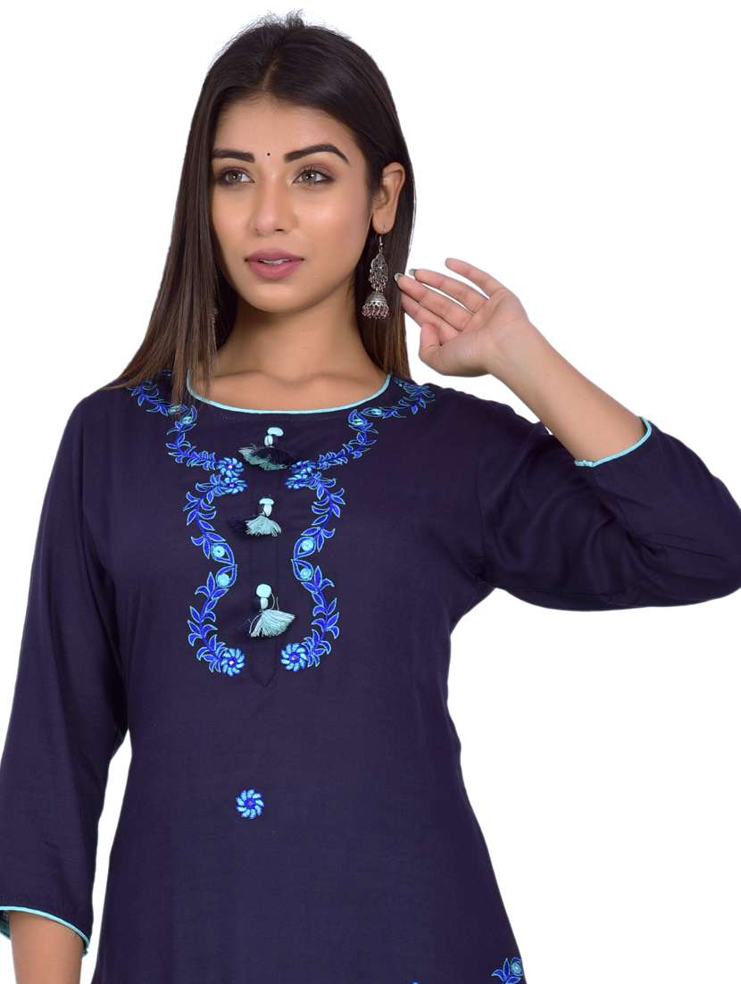 round neck kurta palazzo set - 20078358 -  Standard Image - 4