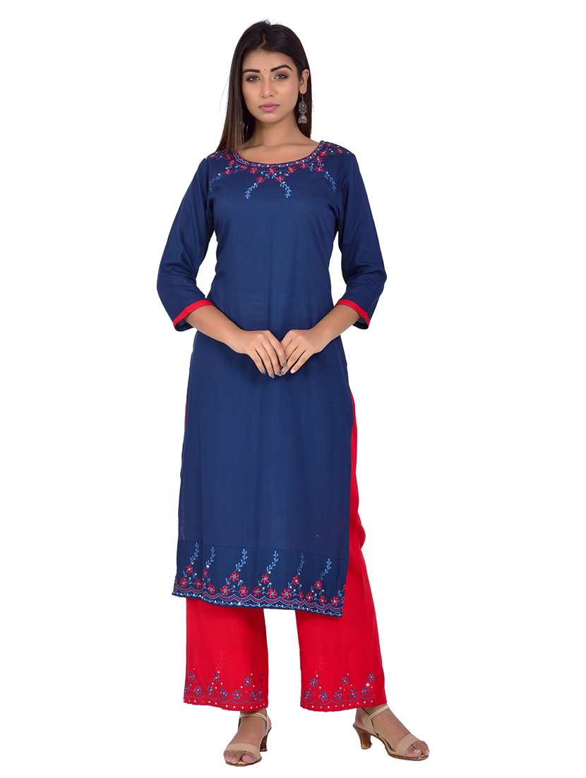 round neck kurta palazzo set