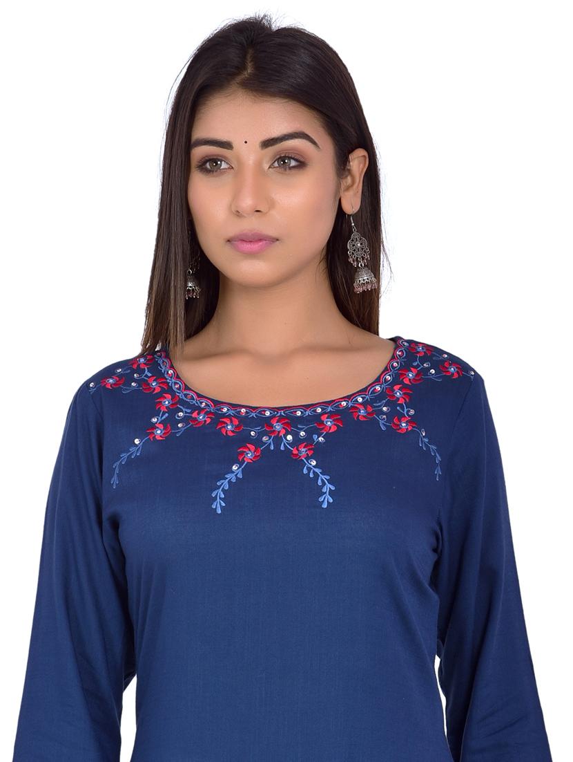 round neck kurta palazzo set - 20078359 - Standard Image - 4