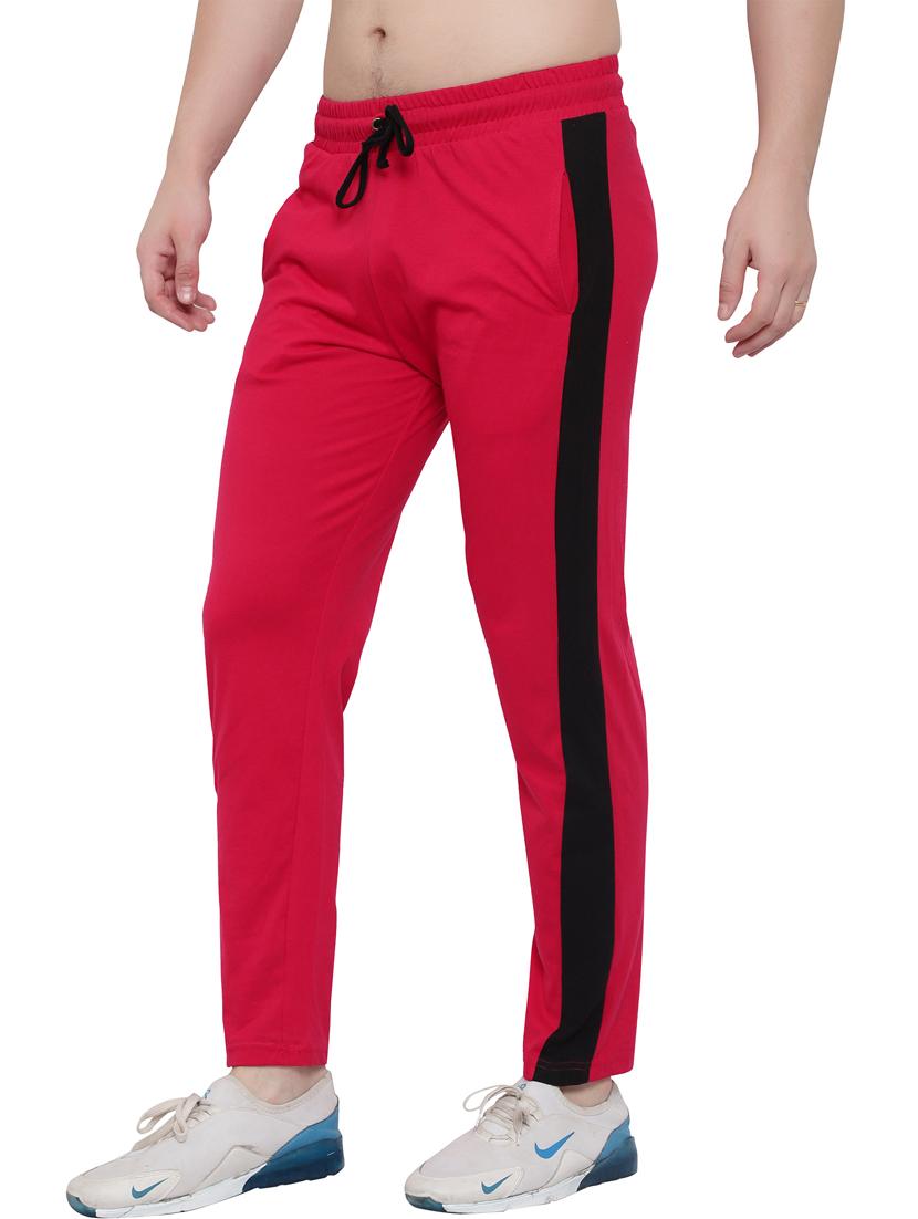 red cotton ankle length track pant - 20081192 - Standard Image - 1