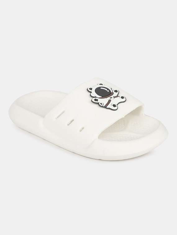 white synthetic flip flop