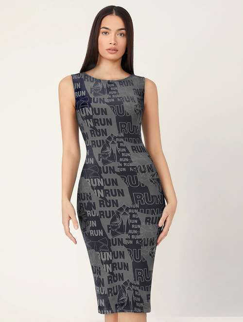 women's bodycon typographic print dress - 20083118 - Standard Image - 0