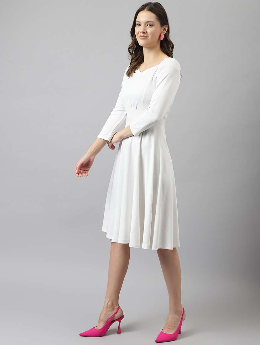 women's fit & flare solid dress - 20083128 -  Standard Image - 1