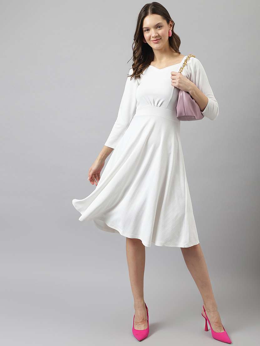 women's fit & flare solid dress - 20083128 -  Standard Image - 4