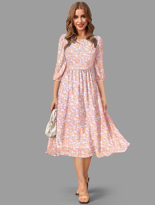 women's fit & flare floral dress - 20083136 - Standard Image - 0