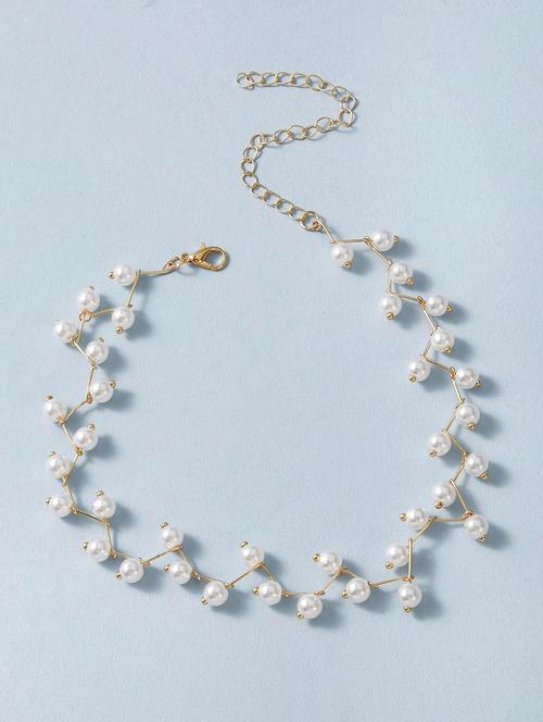 gold plated pearls choker - 20083152 -  Standard Image - 0