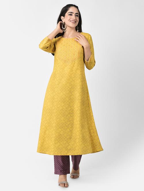 round neck printed a-line kurta - 20083155 - Standard Image - 0