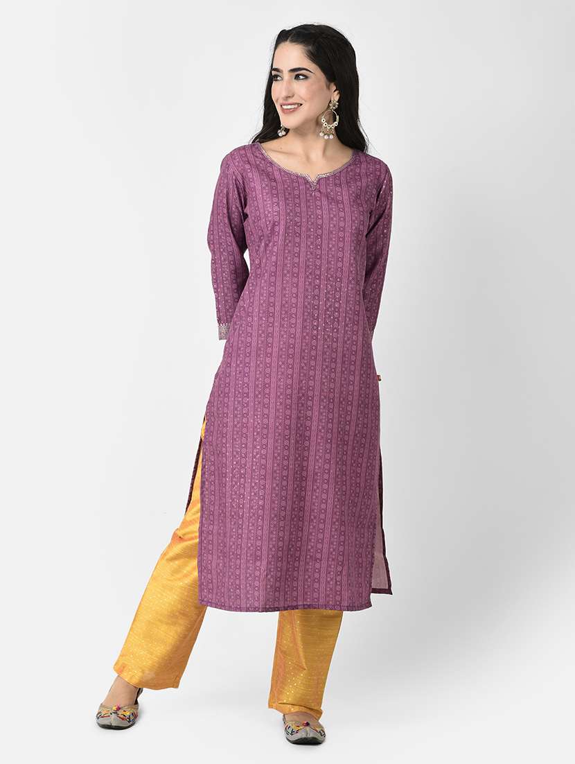 notch neck printed straight kurta - 20083164 - Zoom Image - 0
