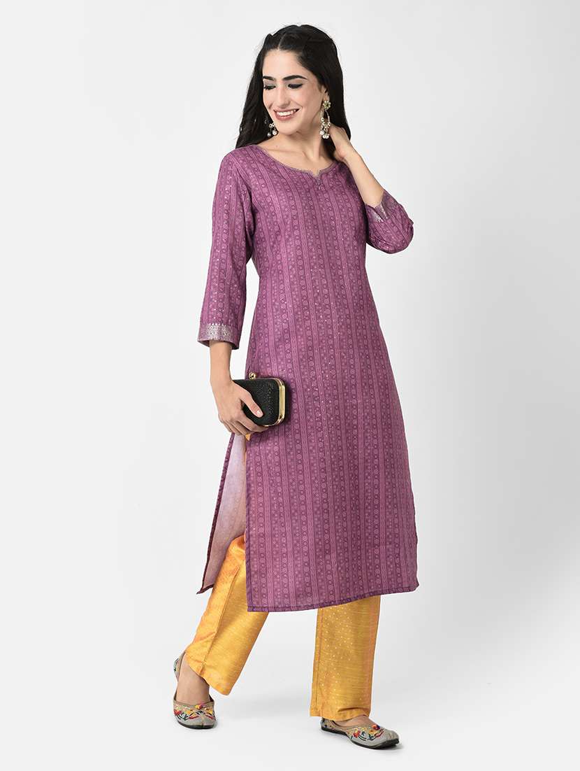 notch neck printed straight kurta - 20083164 - Standard Image - 4