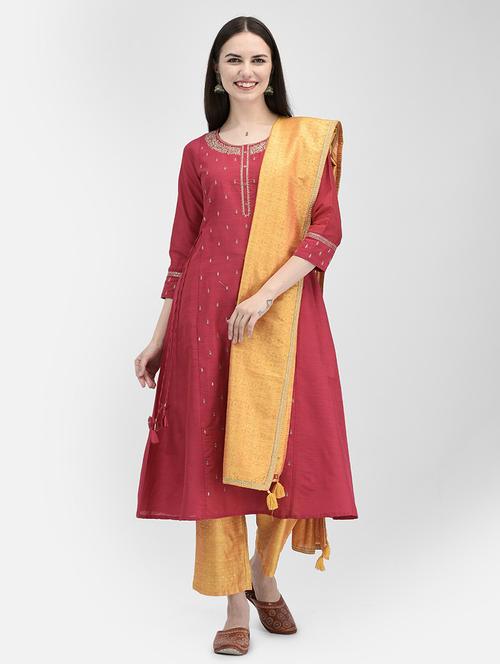 round neck self design a-line kurta - 20083166 - Standard Image - 0