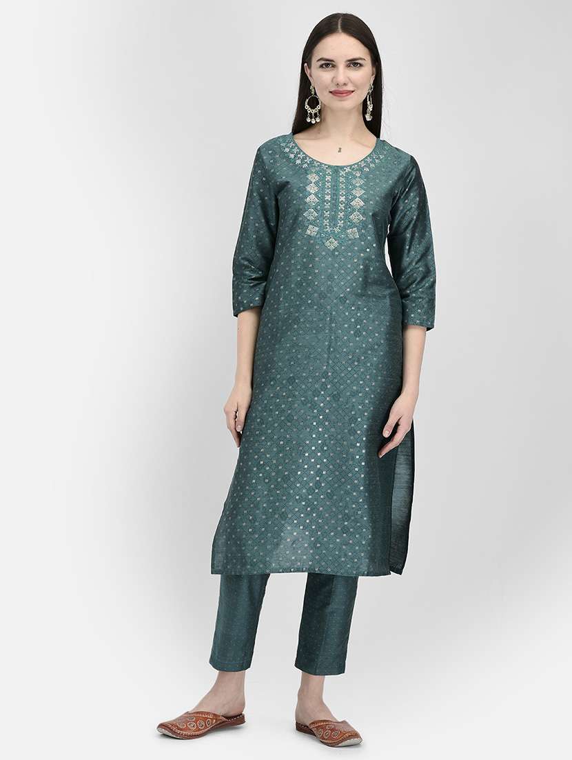 round neck printed straight kurta - 20083172 -  Standard Image - 4