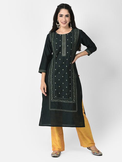 round neck printed straight kurta - 20083180 -  Standard Image - 0