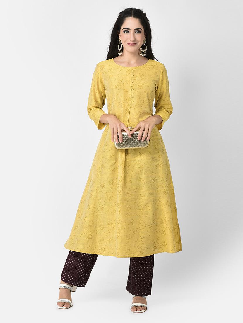 round neck printed a-line kurta - 20083183 - Standard Image - 4