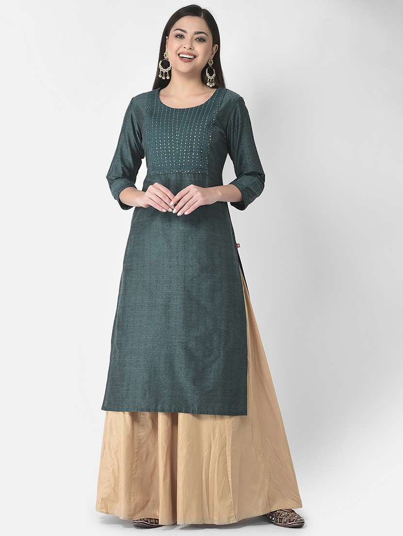 round neck printed straight kurta - 20083187 - Standard Image - 4