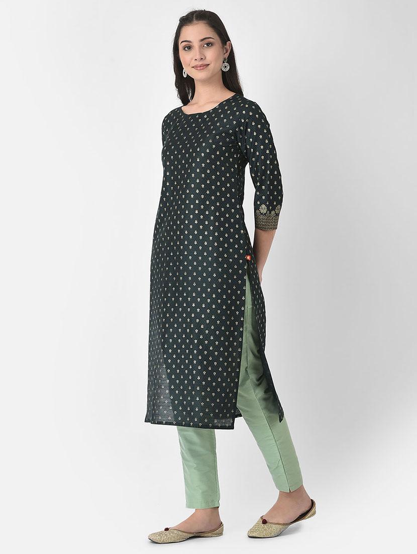 round neck printed straight kurta - 20083194 -  Standard Image - 1