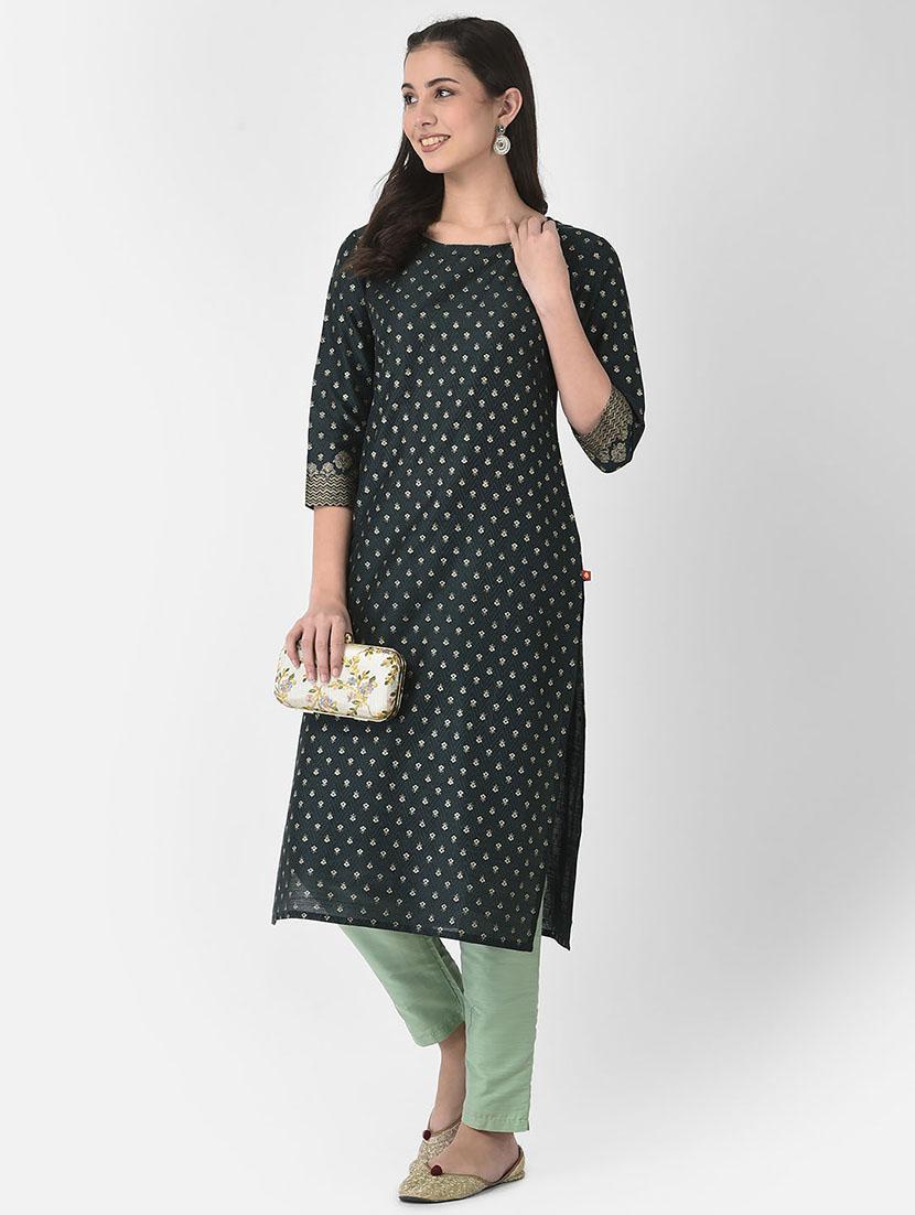 round neck printed straight kurta - 20083194 - Standard Image - 4