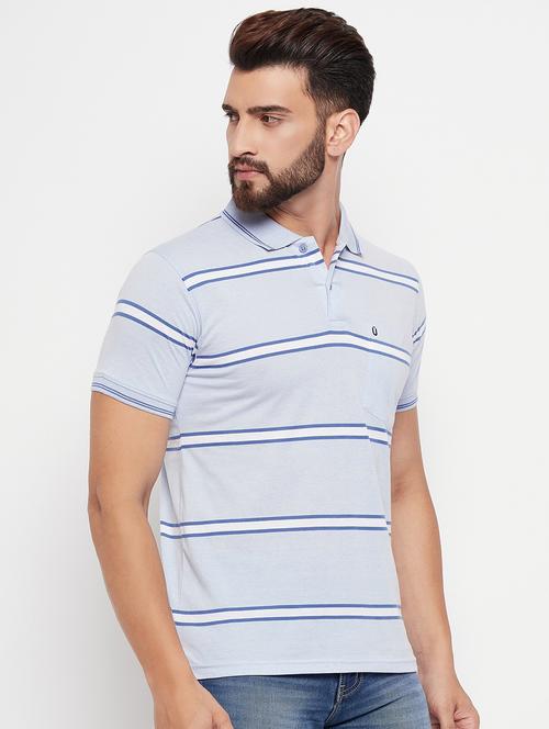 polo neck striped polo t-shirt - 20083470 - Standard Image - 0