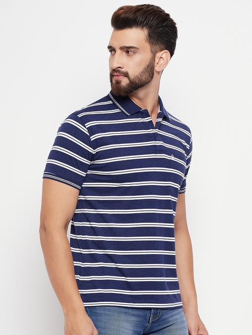 polo neck striped polo t-shirt - 20083473 - Standard Image - 0