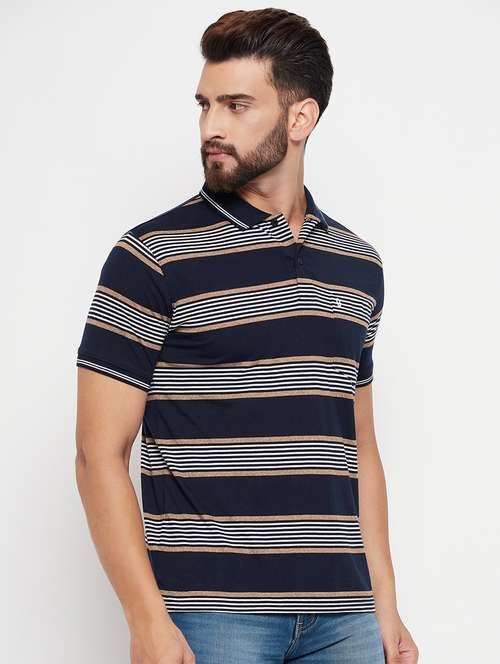 polo neck striped polo t-shirt - 20083474 - Standard Image - 0