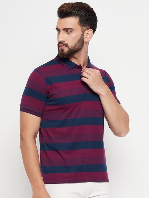 polo neck striped polo t-shirt - 20083476 -  Standard Image - 0