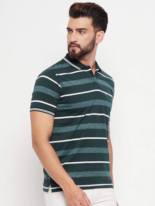 polo neck striped polo t-shirt - 20083477 - Standard Image - 0