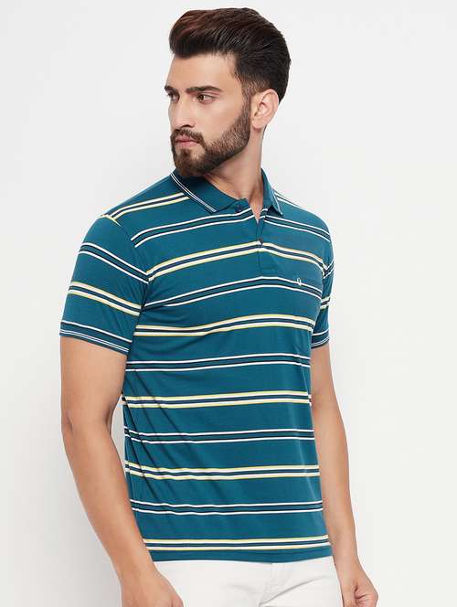polo neck striped polo t-shirt - 20083478 -  Standard Image - 0
