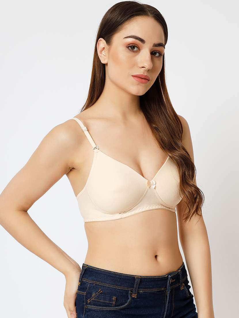 beige cotton blend tshirt bra - 20084863 -  Standard Image - 1