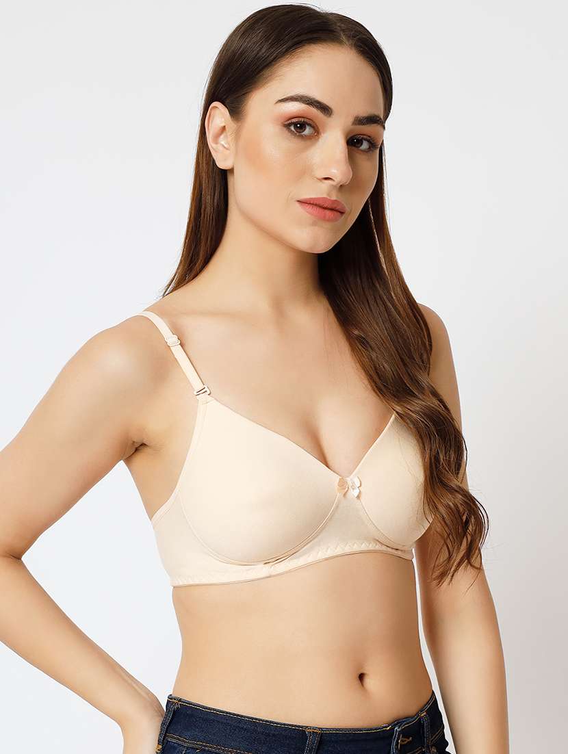 beige cotton blend tshirt bra - 20084873 -  Standard Image - 1