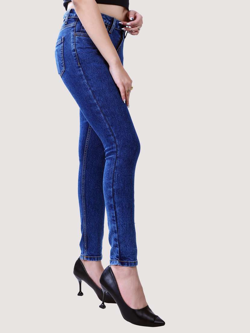 dark blue solid mid rise denim jean - 20085294 -  Standard Image - 1