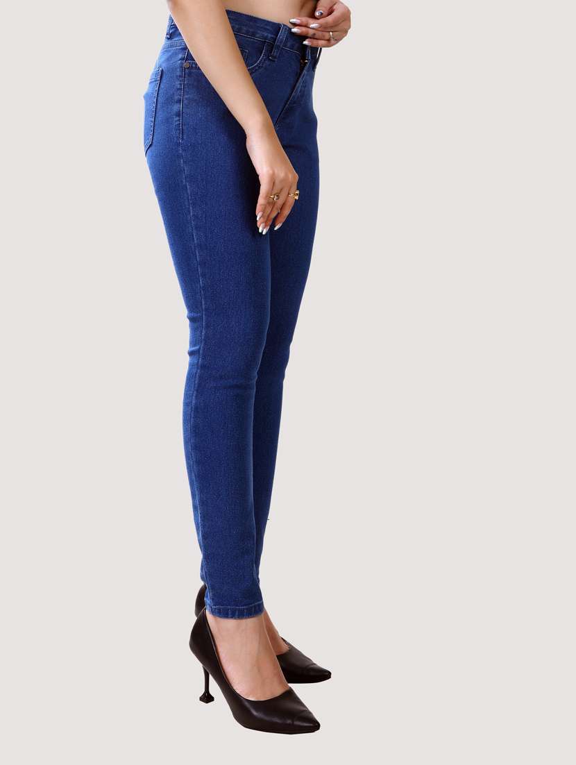 dark blue solid mid rise denim jean - 20085297 -  Standard Image - 1