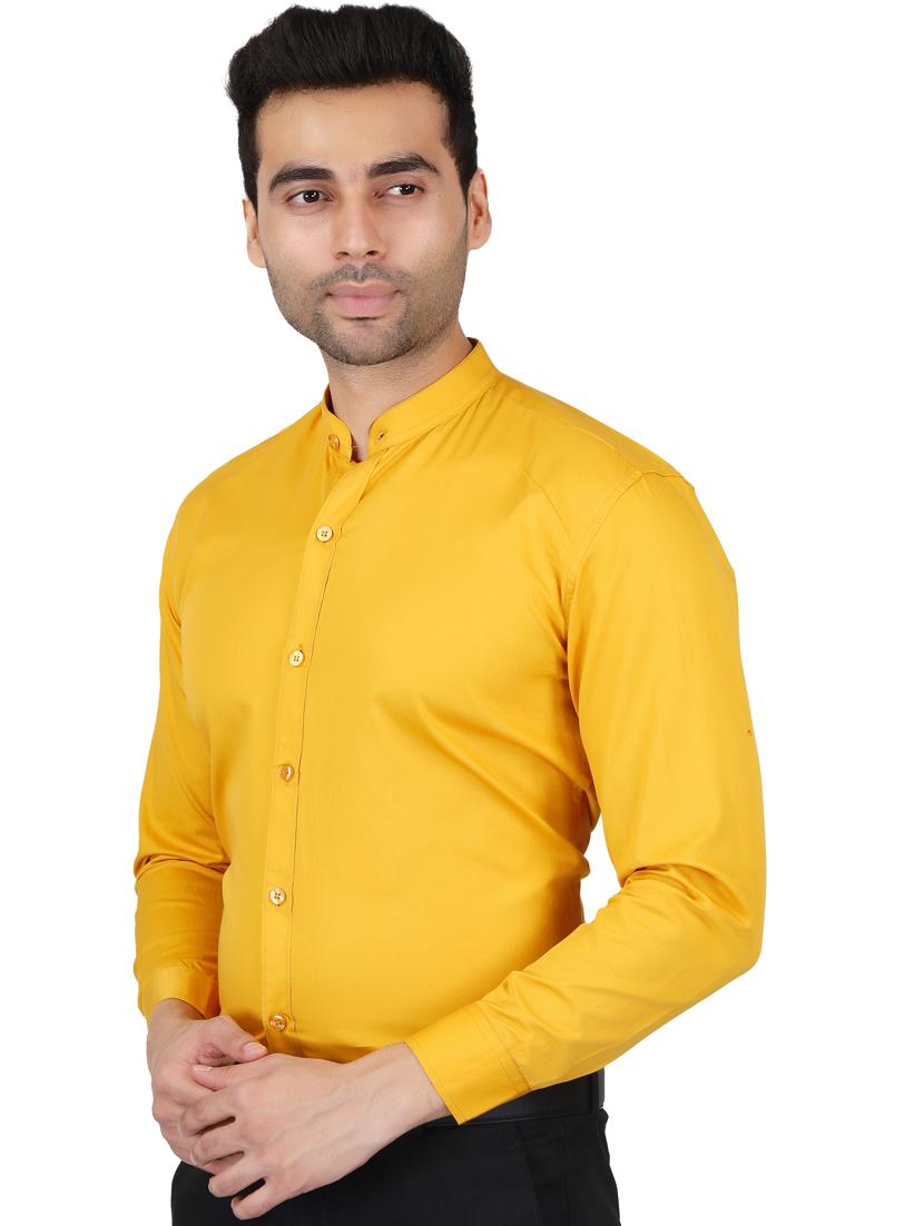 yellow cotton blend casual shirt - 20085310 - Standard Image - 1