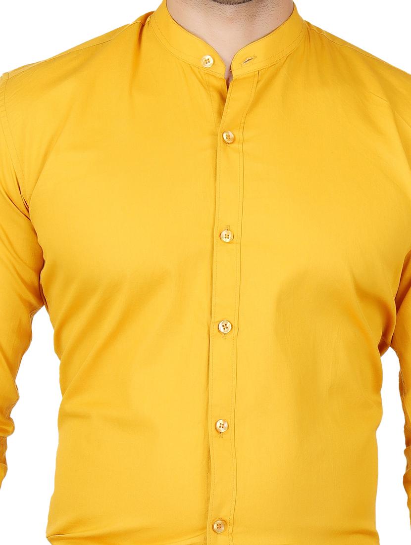 yellow cotton blend casual shirt - 20085310 - Standard Image - 4