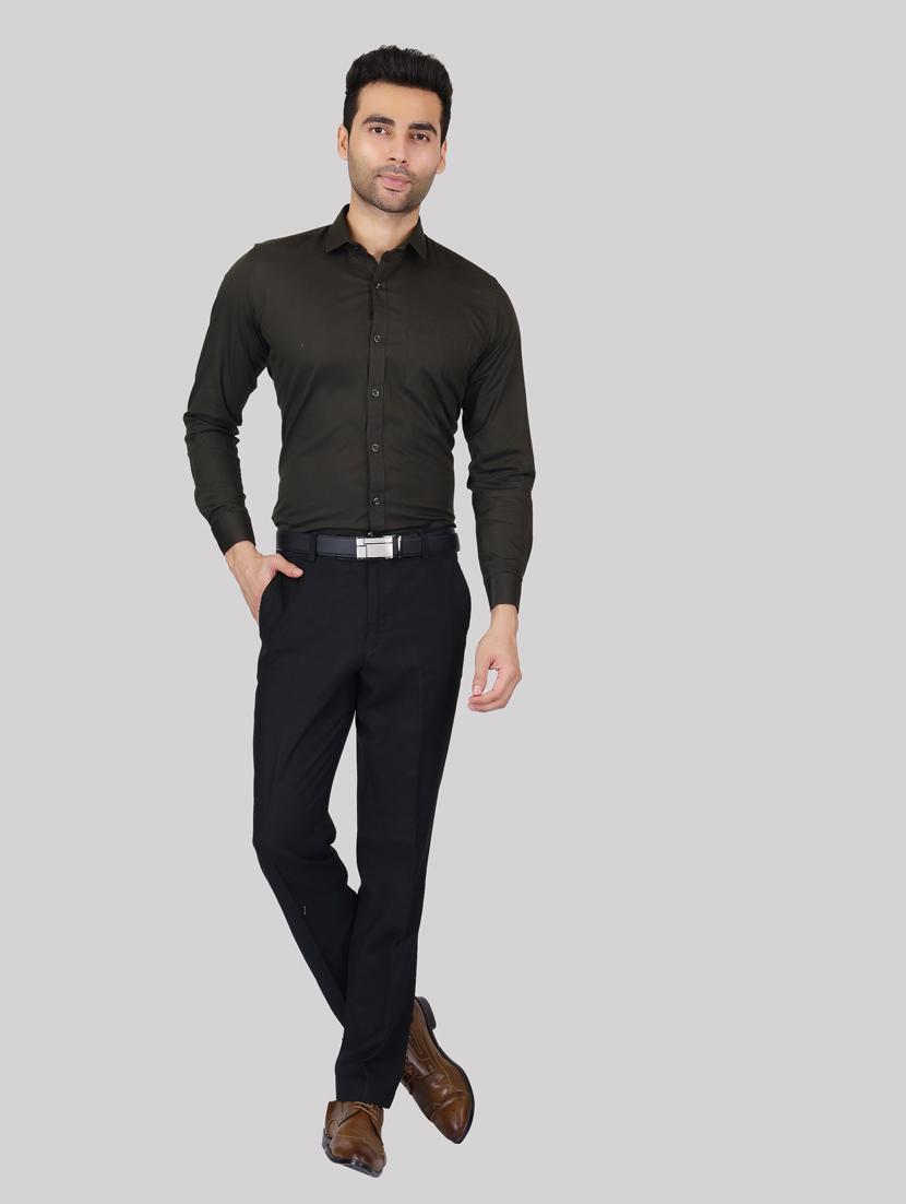 dark green cotton blend casual shirt - 20085316 - Standard Image - 4