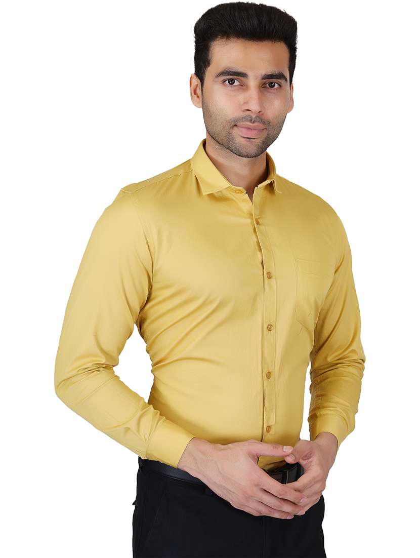 yellow cotton casual shirt - 20085378 - Standard Image - 1