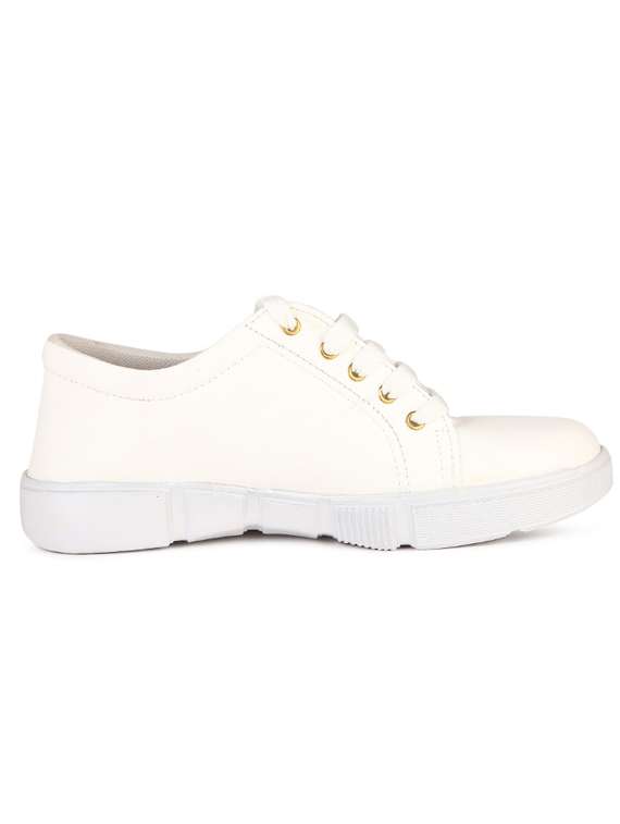 white pu laceup sneakers - 20085523 -  Standard Image - 1