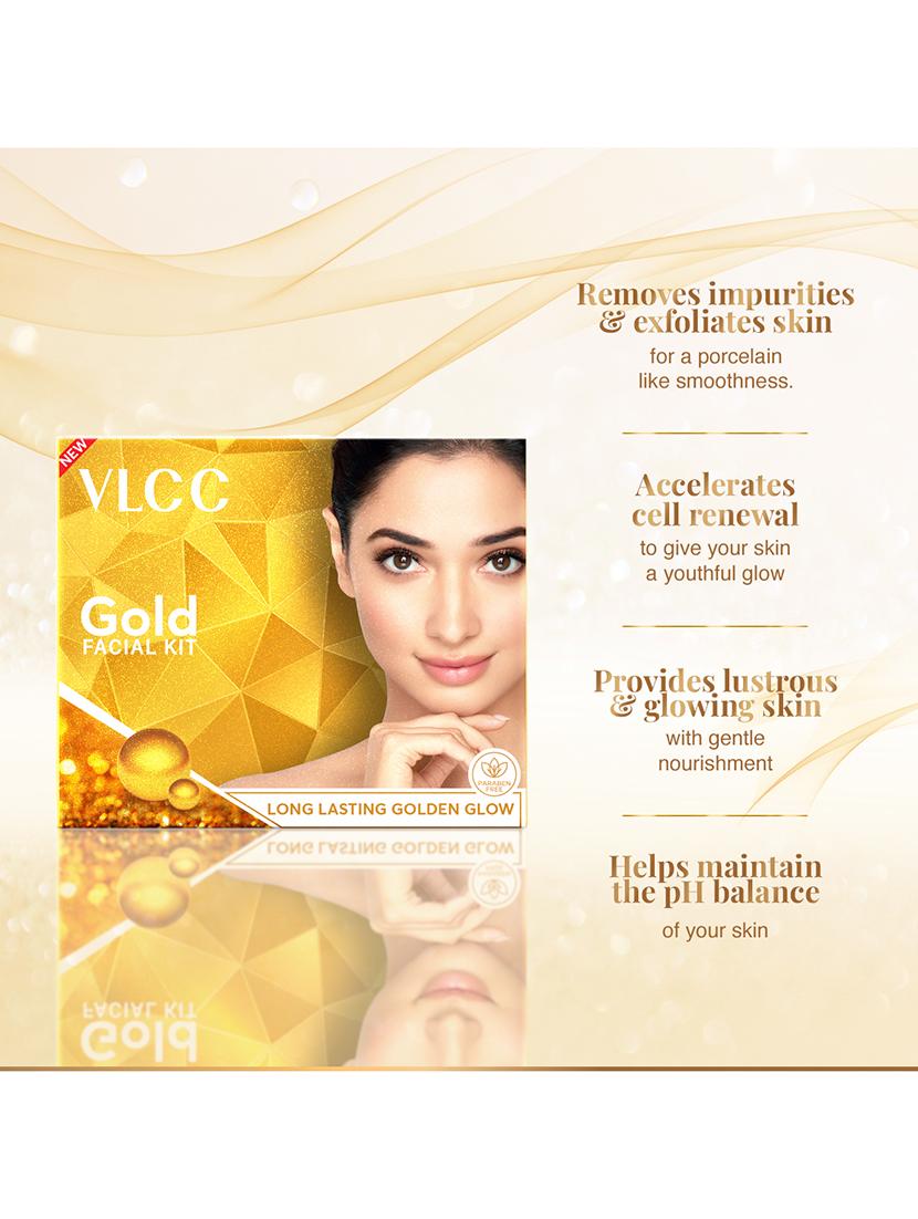 vlcc gold facial kit for luminous & radiant complexion - 60 g ( pack of 6 ) - 20085547 - Standard Image - 1