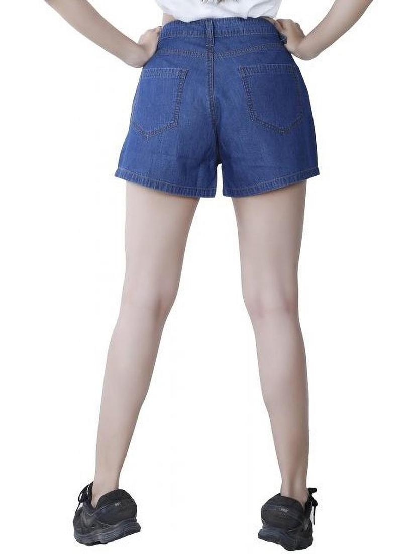 dark blue cotton lycra regular shorts - 20085901 - Standard Image - 1