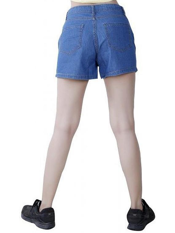 blue cotton blend regular shorts - 20085902 - Standard Image - 1